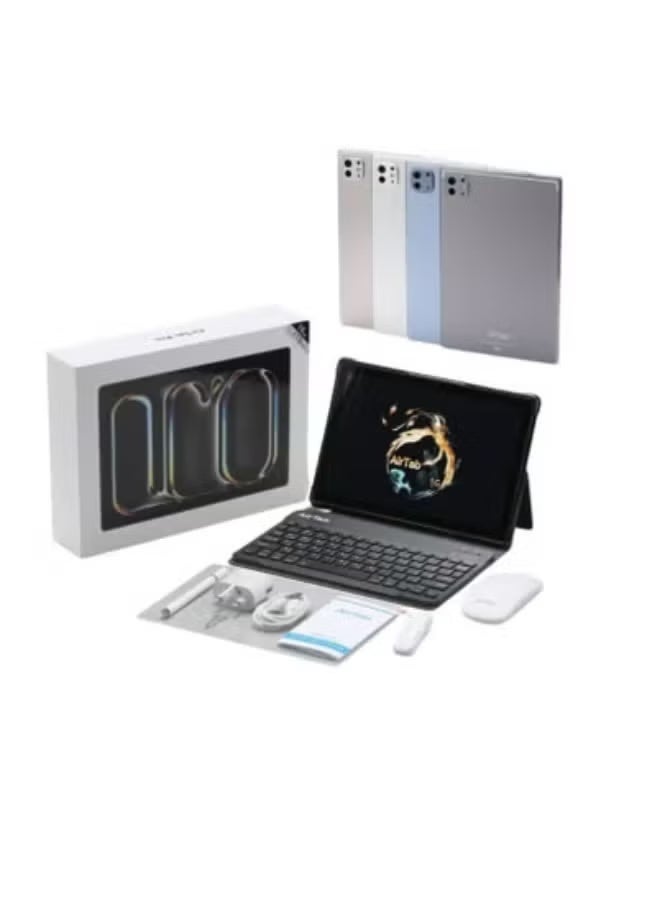 AIR TAB 10.1-Inch Android Smart Tablet with Arabic & English Keyboard | Dual SIM 4G LTE + Wi-Fi | Full HD Display | Long Battery Life | Slim & Lightweight Design | Ideal for Work, Study, Streaming & Everyday Productivity | Grey Color - Image 1